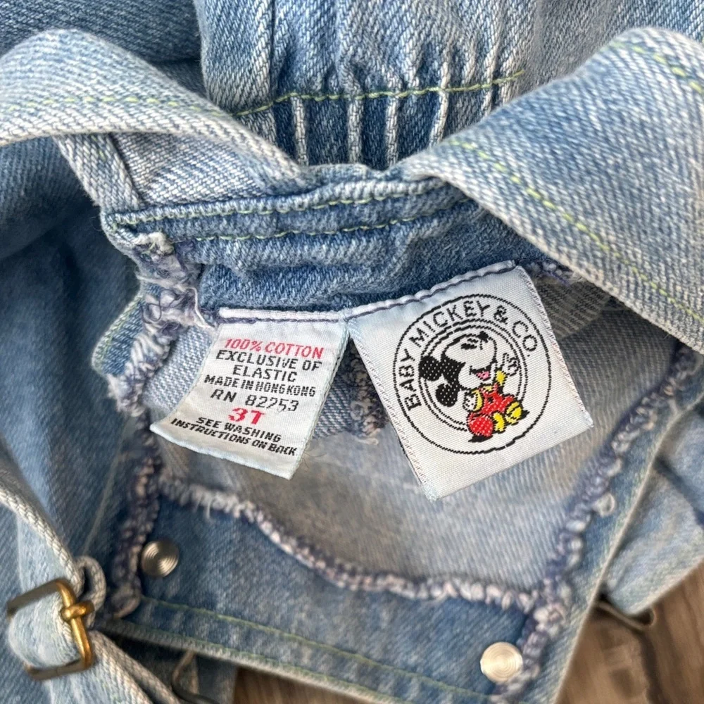 Minnie Mouse garden Disney Light Blue Denim Kids Overalls vintage wide leg 3T - Picture 9 of 9